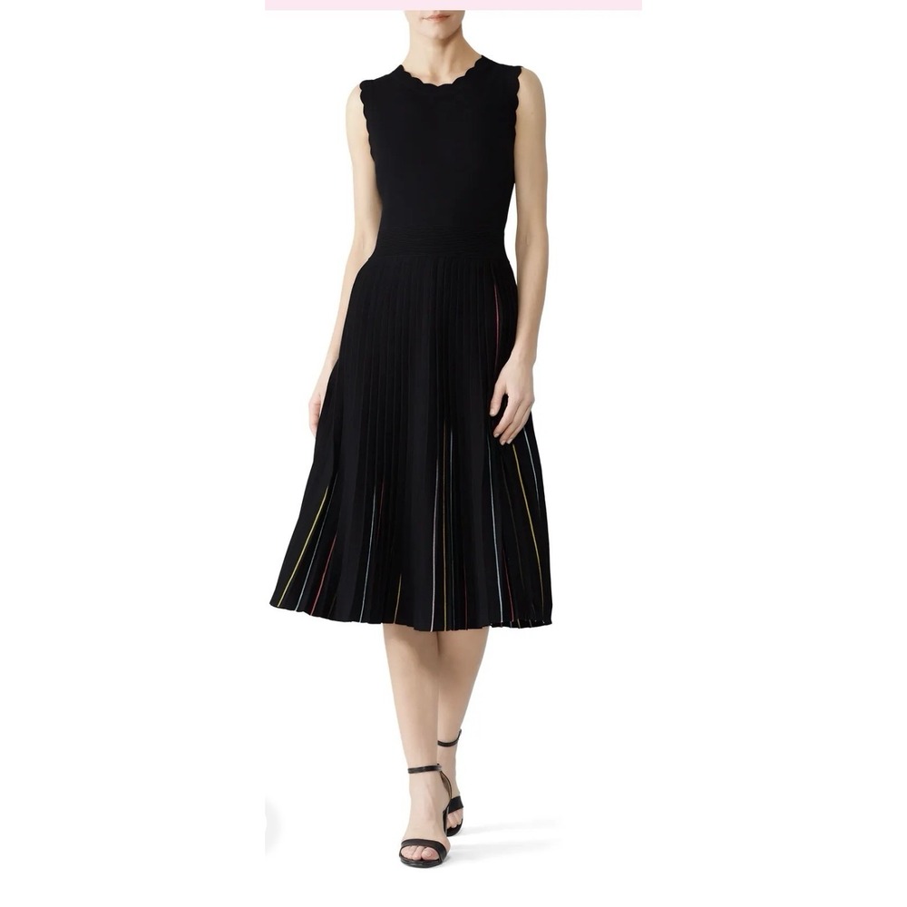 Kate Spade New York Women Dress Black Rainbow Pleated Sweater Size Large Preppy!